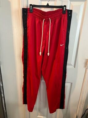 Nike Red & Black Snap-Front Joggers with White Drawcord